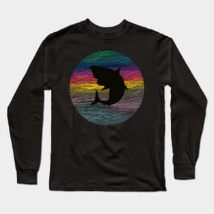 Shark shadow on Deep rainbow Water Long Sleeve T-Shirt